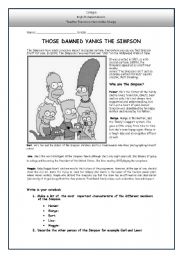 English Worksheet: About the simpson