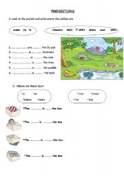 English Worksheet: Prepositions & Clothes