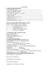 English Worksheet: to be 