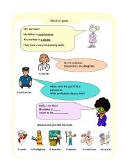 English Worksheet: oral topic professions