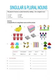 English Worksheet: singular and plural nouns