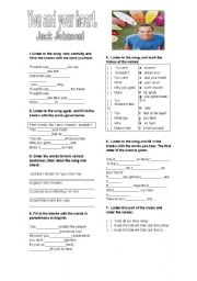 English Worksheet: you and your heart - jack j