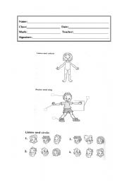 English Worksheet: First grade test
