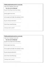 English worksheet: Daily Routines-Jumbled Sentences