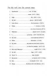 English worksheet: mixed tenses