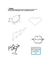 English Worksheet: Color Pink Worksheet