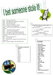 English worksheet: Past Simple : I bet someone stole it!