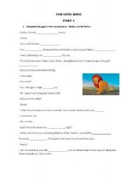 English worksheet: The Lon King Part 2