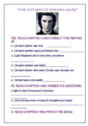 English Worksheet: THE PICTURE OF DORIAN GRAY II PART