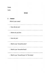 English worksheet: EXAM