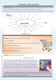 English Worksheet: SHOPPING- SPEAKING, READINg AND WRITING ACTIVITIES