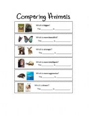 English worksheet: Comparing Animals