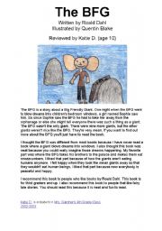 English worksheet: The BFG Sample Book Report