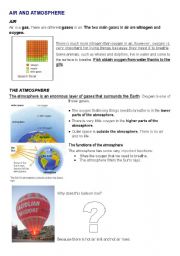 English worksheet: AIR AND ATMOSPHERE