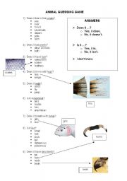 English worksheet: ANIMAL GUESSING GAME