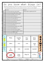 English Worksheet: Do you know what Bingo is?