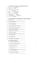 English Worksheet: TO BE