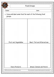 English worksheet: gruop of food
