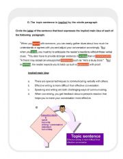 English Worksheet: Finding the main idea of the paragraph