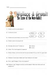 Wallace and Gromit and the curse of the Were-Rabbit worksheet