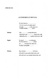 English Worksheet: Another brick in the wall