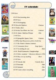 English Worksheet: TV schedule