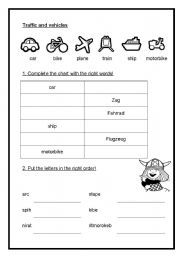 English Worksheet: vehicles