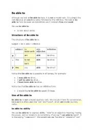 English worksheet: Be Able To