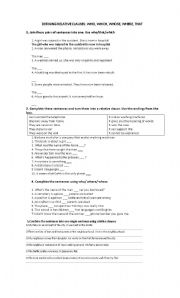 English Worksheet: Relative Clauses