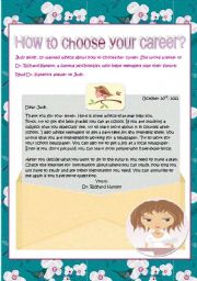 English Worksheet: Reading- how to choose your career