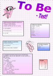 English Worksheet: To Be - Test! _ Part 1