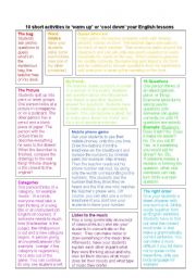 English Worksheet: Class activities