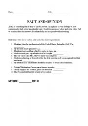 English worksheet: Fact and Opinion