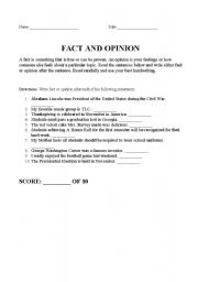 English Worksheet: Fact and Opinion