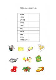 English worksheet: FOOD scrambled words