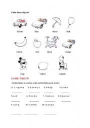 English worksheet: color the objects!!!