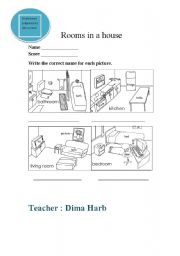 English Worksheet: Rooms in a house