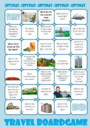 English Worksheet: Travel Board Game