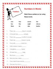 English worksheet: Numbers in Words