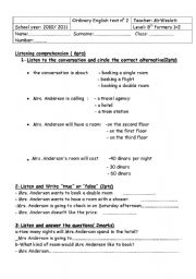 English Worksheet: 8th form test