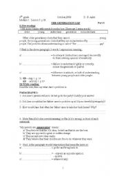 English Worksheet: The Generation Gap, 9th grade