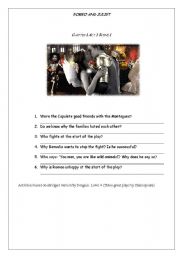 English Worksheet: Romeo and Juliet. Act 1 Scene 1