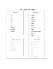 English worksheet: Word Problem Clue Words