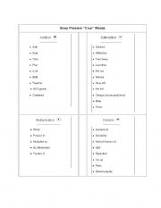 English Worksheet: Word Problem Clue Words