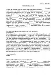 English Worksheet: Grammar Test