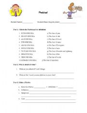 English Worksheet: Phobias