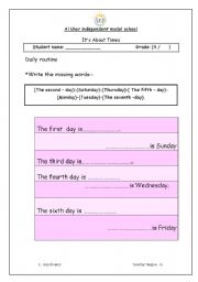 English worksheet: daily routin