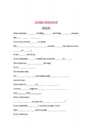 English worksheet: To Sir, with love