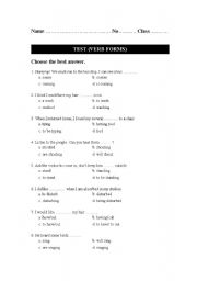 English Worksheet: verb form test