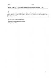 English Worksheet: new cutting edge pre-inter module test